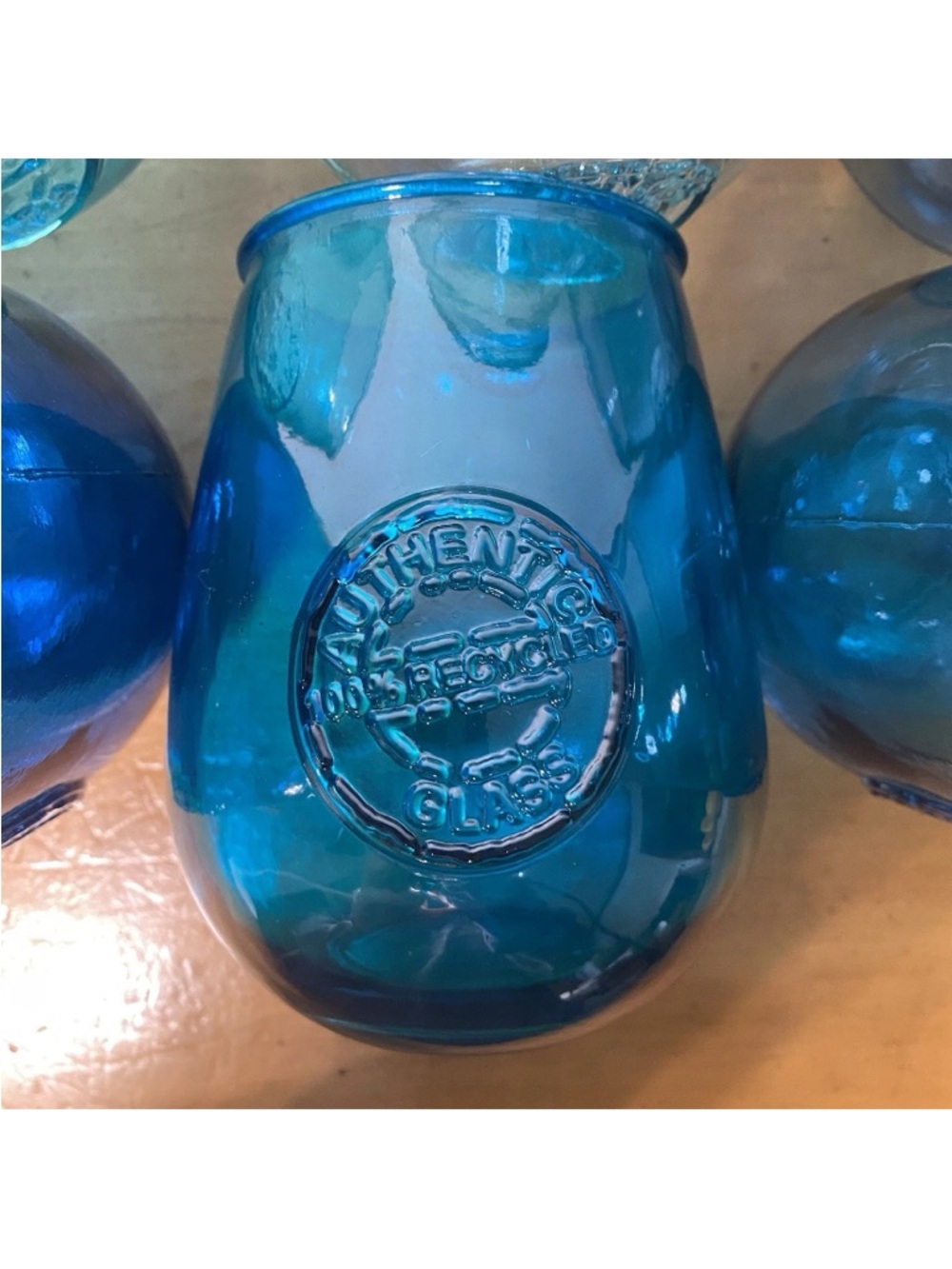 San Miguel Wine Glasses Authentic 100% Recycled Tumblers Blue 14 Oz, Set Of 6 - Picture 4 of 9